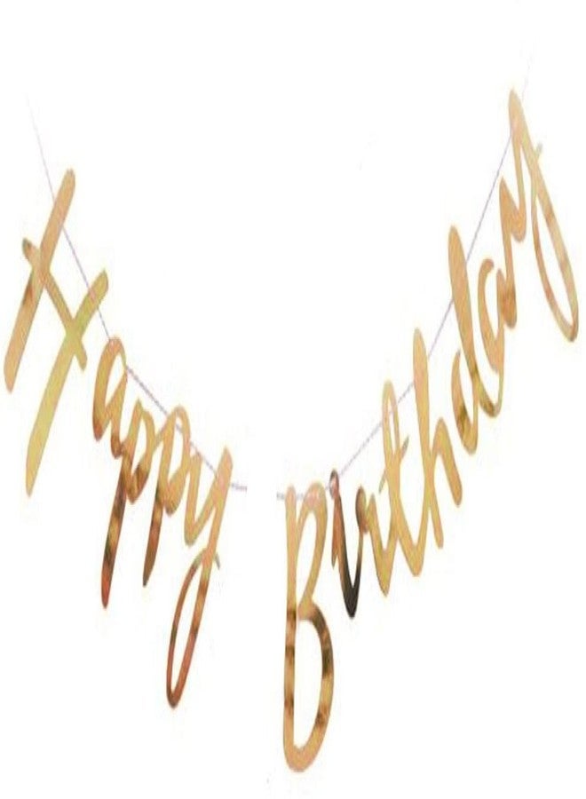 FI - FLICK IN Gold Happy Birthday Alphabets Letters String Banner with Ribbon Decoration for Boys, Girls, Boyfriend, Girlfriend, Husband, Kids Bday Celebrations Decorative Party Decor Items - Image 1